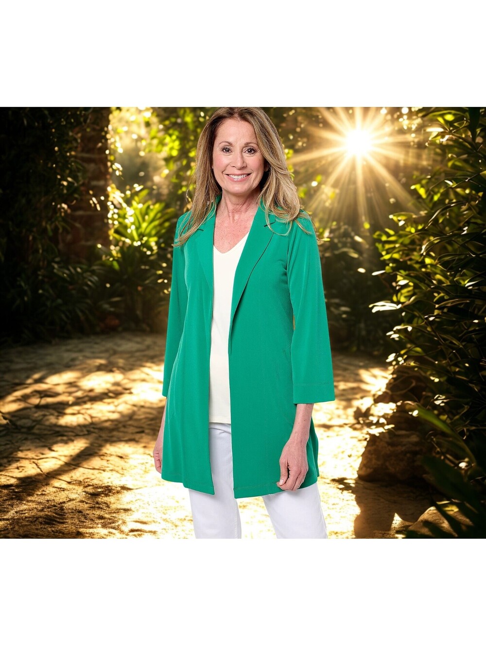 Susan Graver Every Day Petite Liquid Knit Open Front Cardigan SIZE L
